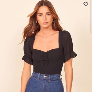 Reformation Delevan Top - Sz 6 in Black